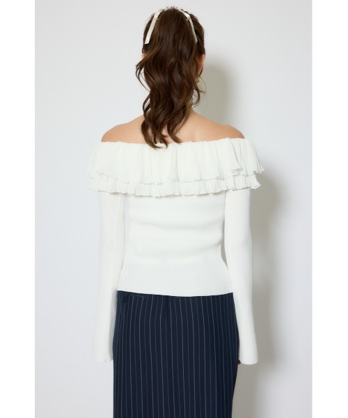 rienda（リエンダ）の「プリーツレースオフショルニットトップス 春服（ニット/セーター・レディース・ブラック/ピンク/ホワイト・FREE）」の17枚目の写真