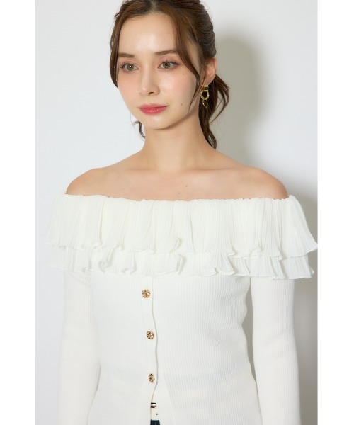 rienda（リエンダ）の「プリーツレースオフショルニットトップス 春服（ニット/セーター・レディース・ブラック/ピンク/ホワイト・FREE）」の18枚目の写真