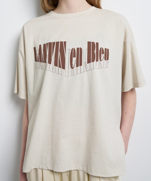 LANVIN en Bleu(ランバンオンブルー)の「“Summer paradise”ロゴプリントTシャツ(Tシャツ/カットソー・レディース・ライトカーキ/チャコールグレー/ベージュ・38)」の9枚目の写真