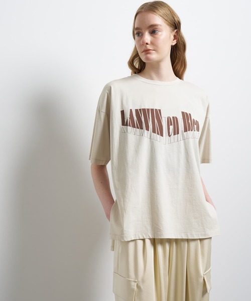 LANVIN en Bleu(ランバンオンブルー)の「“Summer paradise”ロゴプリントTシャツ(Tシャツ/カットソー・レディース・ライトカーキ/チャコールグレー/ベージュ・38)」の8枚目の写真