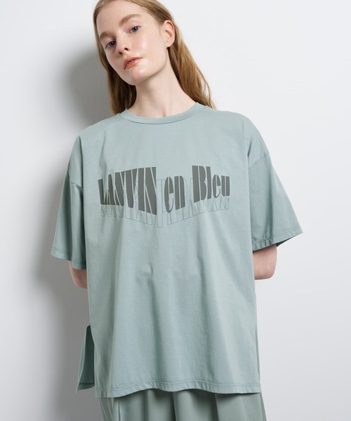LANVIN en Bleu(ランバンオンブルー)の「“Summer paradise”ロゴプリントTシャツ(Tシャツ/カットソー・レディース・ライトカーキ/チャコールグレー/ベージュ・38)」の15枚目の写真