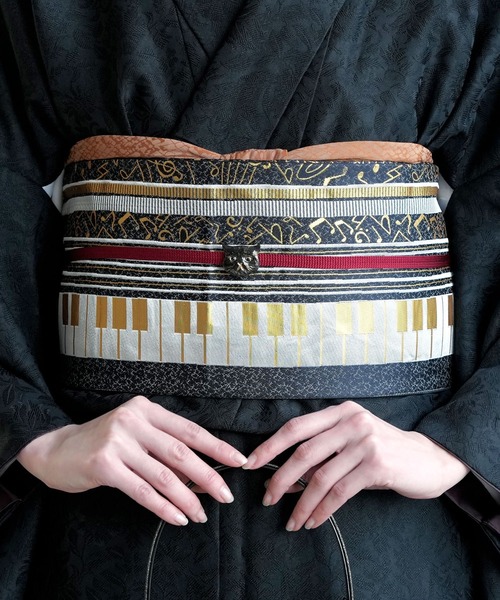 帯単品 小袋帯 ニコアンティーク ミッドナイト・カデンツァ