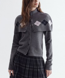 Fano Studios | アーガイル柄ケープ レイヤード ニットカーディガン FC26T001【Fano Studios】【2026SS】(カーディガン/ボレロ)