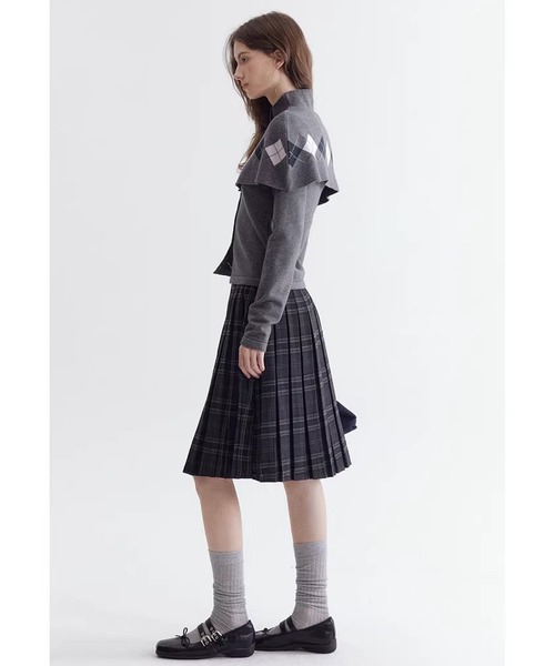 Fano Studios（ファノ ストゥディオズ）の「アーガイル柄ケープ レイヤード ニットカーディガン FC26T001【Fano Studios】【2026SS】（カーディガン/ボレロ・レディース・グレー・L/S/M）」の11枚目の写真