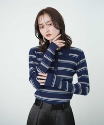 Bulue.（ブルー）の「【Bulue.】ボーダーニットポロ（ポロシャツ）」