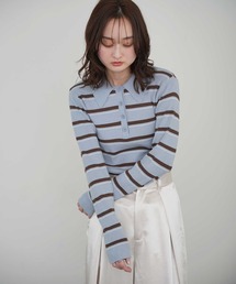 Bulue.（ブルー）の「【Bulue.】ボーダーニットポロ（ポロシャツ）」