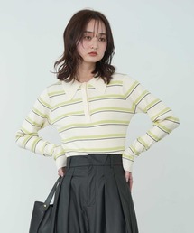 Bulue.（ブルー）の「【Bulue.】ボーダーニットポロ（ポロシャツ）」