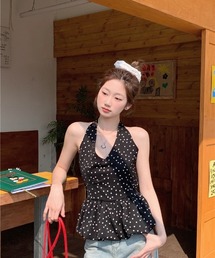 クラシックドット柄ハラタイトップス キャミソール