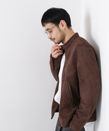 NANO universe（ナノユニバース）の「フェイクスエードバンドカラーライダースジャケット（ブルゾン）」