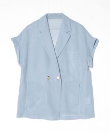 HARUYAMA（ハルヤマ）の「Emilyan 変わり織メッシュ半袖ジャケット（テーラードジャケット）」