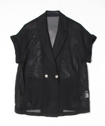 HARUYAMA（ハルヤマ）の「Emilyan 変わり織メッシュ半袖ジャケット（テーラードジャケット）」