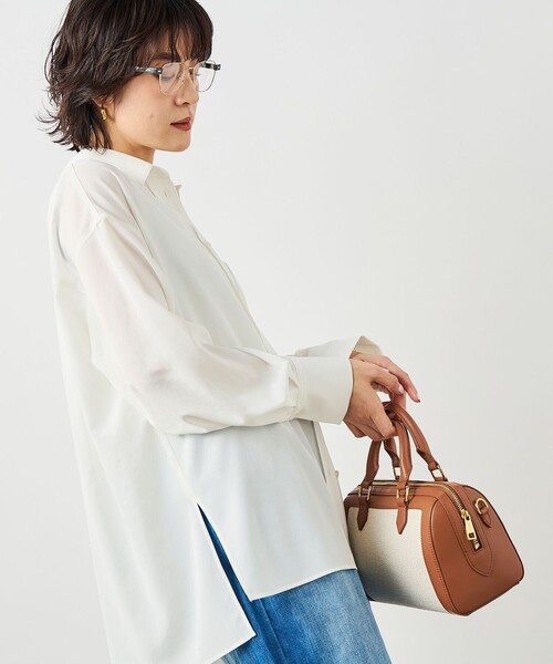 NOLLEY’S Sophi(ノーリーズソフィ)の「ウォッシャブルトリアセドレープシャツ(シャツ/ブラウス・レディース・ホワイト/ネイビー・38)」の12枚目の写真