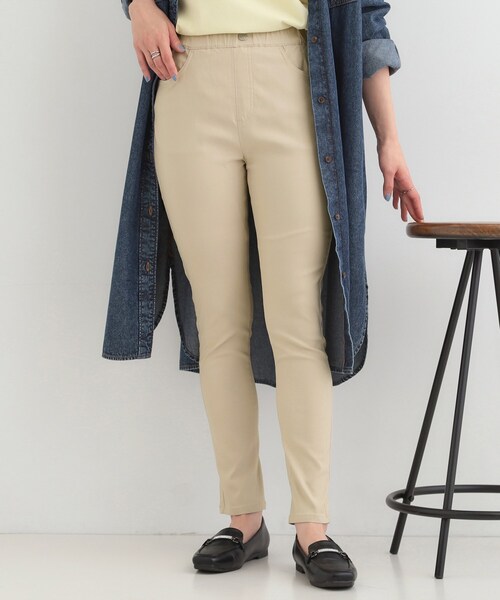 SHOO・LA・RUE（シューラルー）の「【SS-LL】レイヤードスタイルに スキニーパンツ（その他パンツ・レディース・ブラック/ベージュ・10/04/03/02/01）」の2枚目の写真