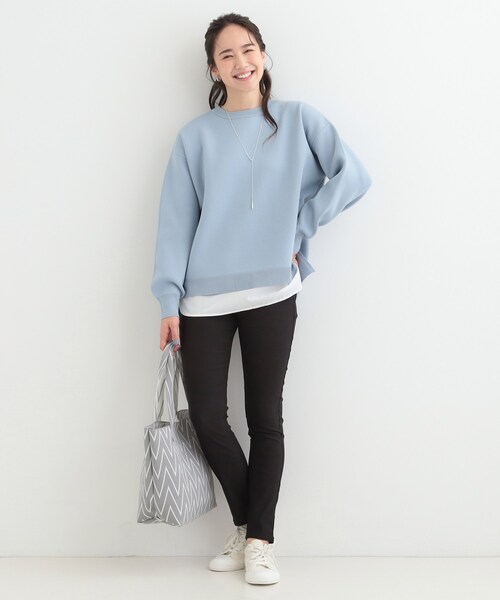 SHOO・LA・RUE（シューラルー）の「【SS-LL】レイヤードスタイルに スキニーパンツ（その他パンツ・レディース・ブラック/ベージュ・10/04/03/02/01）」の5枚目の写真