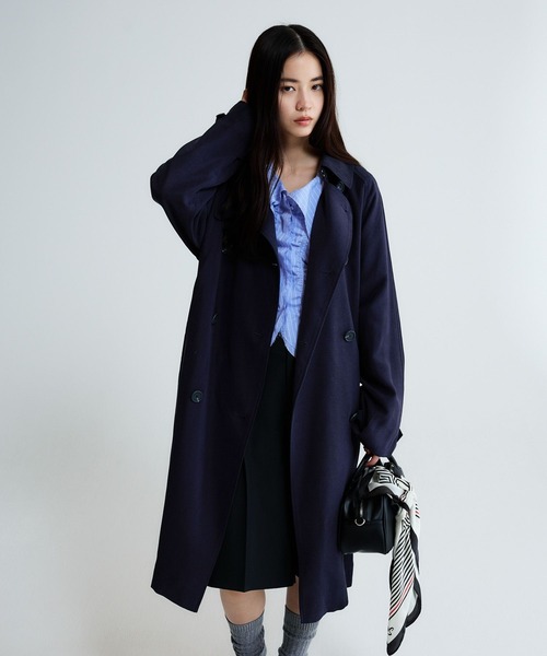 JEANASIS(ジーナシス)の「ユルトレンチコート/638703(トレンチコート・レディース・ネイビー/ベージュ・FREE)」の2枚目の写真