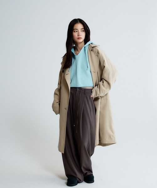 JEANASIS(ジーナシス)の「ユルトレンチコート/638703(トレンチコート・レディース・ネイビー/ベージュ・FREE)」の4枚目の写真