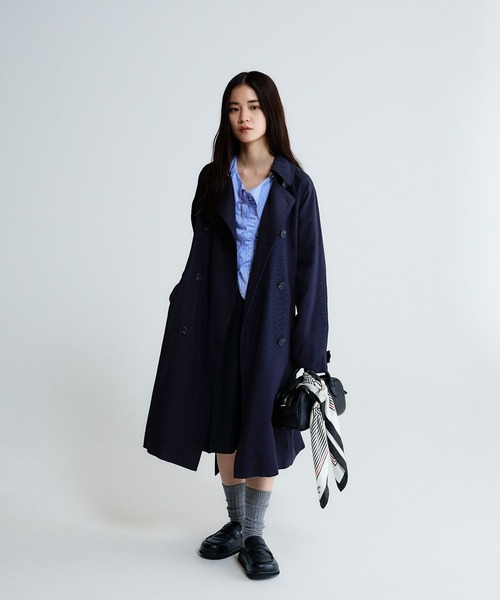 JEANASIS(ジーナシス)の「ユルトレンチコート/638703(トレンチコート・レディース・ネイビー/ベージュ・FREE)」の9枚目の写真