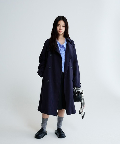 JEANASIS(ジーナシス)の「ユルトレンチコート/638703(トレンチコート・レディース・ネイビー/ベージュ・FREE)」の10枚目の写真