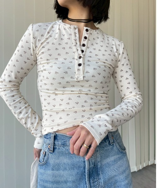 AMAIL（アマイル）の「Vintage Top（Tシャツ/カットソー・レディース・ダークブラウン/アイボリー・FREE）」の3枚目の写真