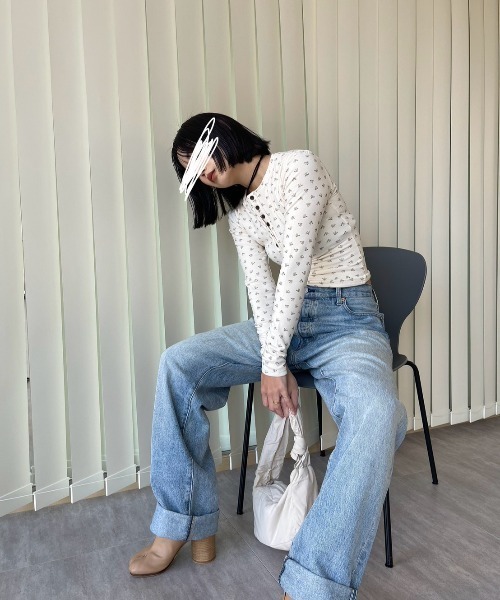 AMAIL（アマイル）の「Vintage Top（Tシャツ/カットソー・レディース・ダークブラウン/アイボリー・FREE）」の7枚目の写真