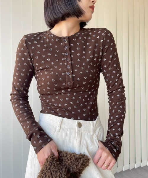 AMAIL（アマイル）の「Vintage Top（Tシャツ/カットソー・レディース・ダークブラウン/アイボリー・FREE）」の11枚目の写真