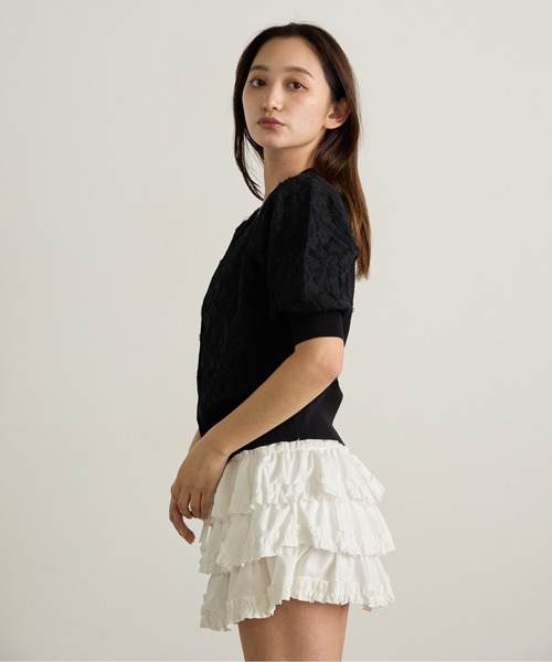 Siel(シエル)の「花柄ニット半袖カーディガン 冬服(カーディガン/ボレロ・レディース・ブラック/アイボリー・FREE)」の21枚目の写真