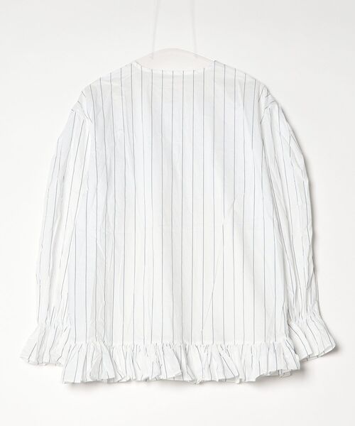FREE STYLISTS(フリー スタイリスト)の「YUGA_YGMC Korean-style striped shirt dress with voluminous sleeves and tiered ruffles(ワンピース・レディース・ホワイト/ライトイエロー/ライトブルー・FREE)」の4枚目の写真