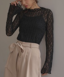 【INGNI SOELA】ハイネックストレッチレーストップス/WEB限定