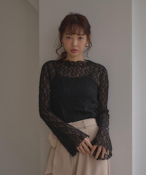 SOELA(ソエラ)の「【INGNI SOELA】ハイネックストレッチレーストップス/WEB限定(Tシャツ/カットソー・レディース・ブラック/オフホワイト・FREE)」の17枚目の写真