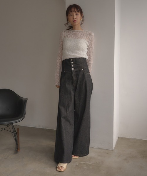SOELA(ソエラ)の「【INGNI SOELA】ハイネックストレッチレーストップス/WEB限定(Tシャツ/カットソー・レディース・ブラック/オフホワイト・FREE)」の10枚目の写真