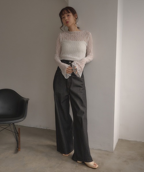 SOELA(ソエラ)の「【INGNI SOELA】ハイネックストレッチレーストップス/WEB限定(Tシャツ/カットソー・レディース・ブラック/オフホワイト・FREE)」の11枚目の写真