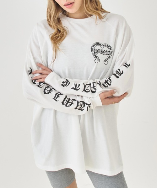 ANAP（アナップ）の「ブラックレタープリントラグランスリーブロンT（Tシャツ/カットソー・レディース・ブラック/ホワイト×ブラック/ホワイト・F）」の2枚目の写真