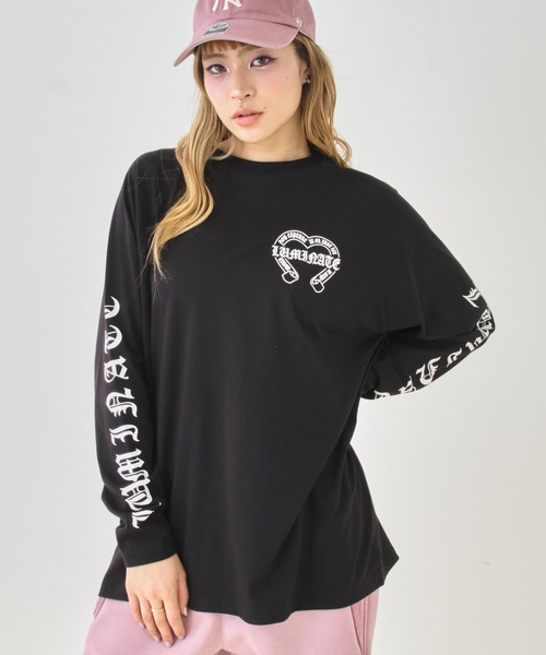 ANAP（アナップ）の「ブラックレタープリントラグランスリーブロンT（Tシャツ/カットソー・レディース・ブラック/ホワイト×ブラック/ホワイト・F）」の3枚目の写真