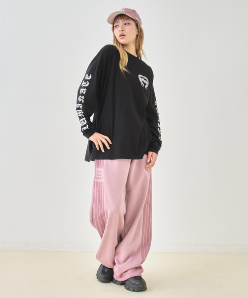ANAP（アナップ）の「ブラックレタープリントラグランスリーブロンT（Tシャツ/カットソー・レディース・ブラック/ホワイト×ブラック/ホワイト・F）」の7枚目の写真