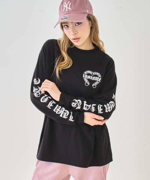 ANAP（アナップ）の「ブラックレタープリントラグランスリーブロンT（Tシャツ/カットソー・レディース・ブラック/ホワイト×ブラック/ホワイト・F）」の6枚目の写真