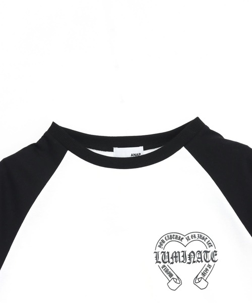 ANAP（アナップ）の「ブラックレタープリントラグランスリーブロンT（Tシャツ/カットソー・レディース・ブラック/ホワイト×ブラック/ホワイト・F）」の12枚目の写真