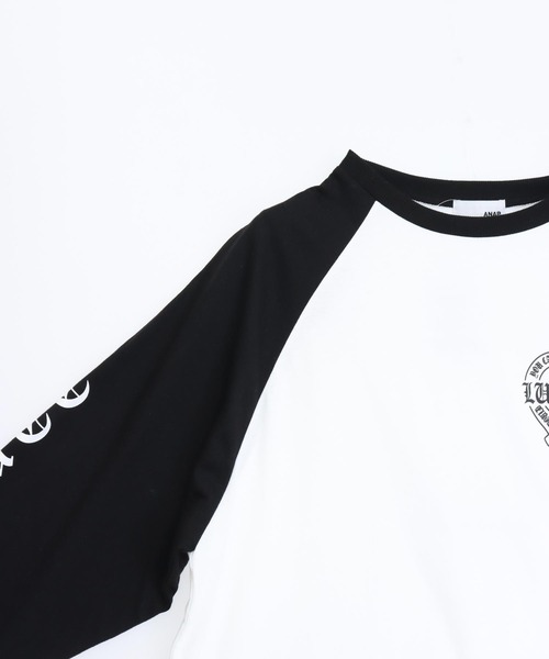 ANAP（アナップ）の「ブラックレタープリントラグランスリーブロンT（Tシャツ/カットソー・レディース・ブラック/ホワイト×ブラック/ホワイト・F）」の14枚目の写真