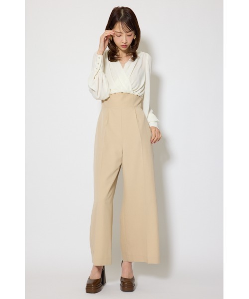 rienda（リエンダ）の「カシュクールデザインロンパース 春服（ワンピース・レディース・ブラック/ベージュ・MEDIUM/SMALL）」の3枚目の写真