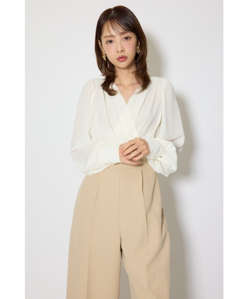 rienda（リエンダ）の「カシュクールデザインロンパース 春服（ワンピース・レディース・ブラック/ベージュ・MEDIUM/SMALL）」の6枚目の写真