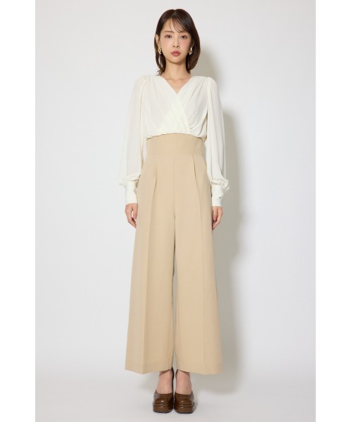 rienda（リエンダ）の「カシュクールデザインロンパース 春服（ワンピース・レディース・ブラック/ベージュ・MEDIUM/SMALL）」の9枚目の写真