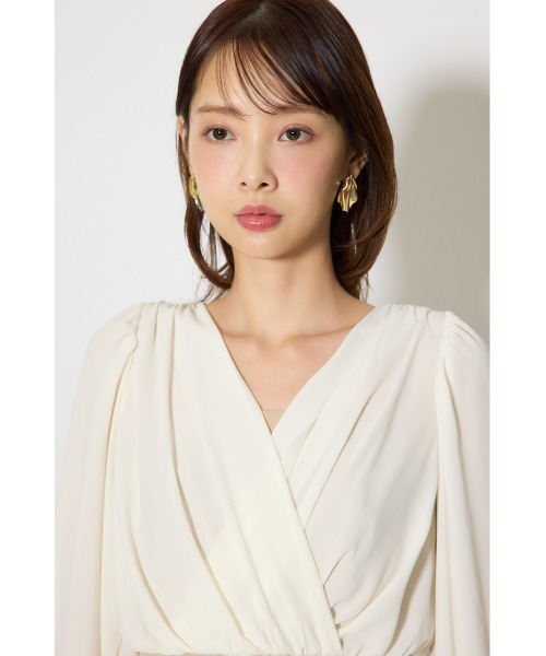 rienda（リエンダ）の「カシュクールデザインロンパース 春服（ワンピース・レディース・ブラック/ベージュ・MEDIUM/SMALL）」の12枚目の写真