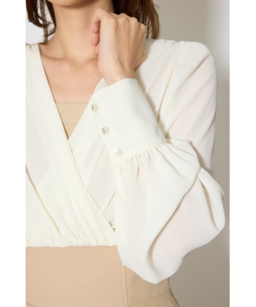 rienda（リエンダ）の「カシュクールデザインロンパース 春服（ワンピース・レディース・ブラック/ベージュ・MEDIUM/SMALL）」の14枚目の写真