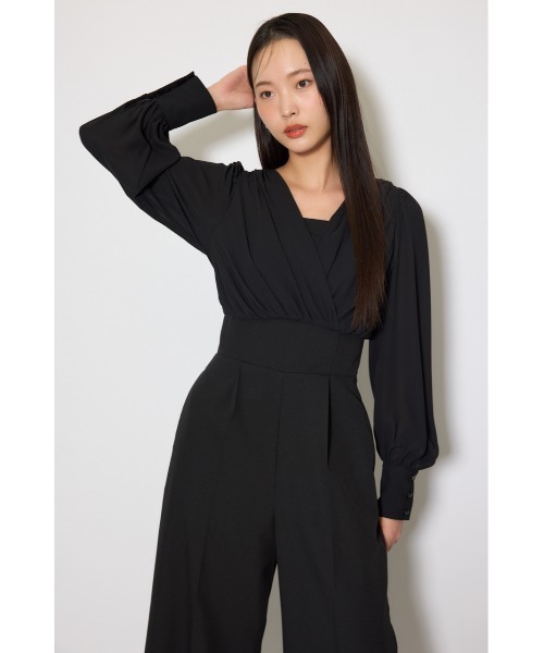 rienda（リエンダ）の「カシュクールデザインロンパース 春服（ワンピース・レディース・ブラック/ベージュ・MEDIUM/SMALL）」の20枚目の写真