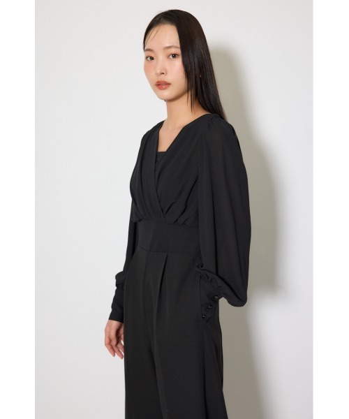 rienda（リエンダ）の「カシュクールデザインロンパース 春服（ワンピース・レディース・ブラック/ベージュ・MEDIUM/SMALL）」の21枚目の写真