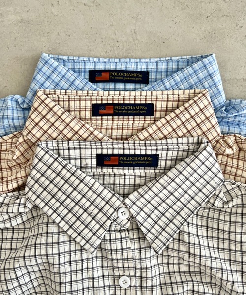 POLOCHAMPS（ポロチャンプス）の「POLOCHAMPS(ポロチャンプス)/チェックシャツ オーバーサイズ コットン 羽織 ワンポイント刺繍（シャツ/ブラウス・レディース・ブラウン/ブラック/ブルー・FREE）」の6枚目の写真