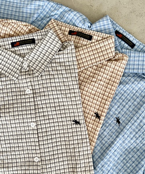 POLOCHAMPS（ポロチャンプス）の「POLOCHAMPS(ポロチャンプス)/チェックシャツ オーバーサイズ コットン 羽織 ワンポイント刺繍（シャツ/ブラウス・レディース・ブラウン/ブラック/ブルー・FREE）」の4枚目の写真