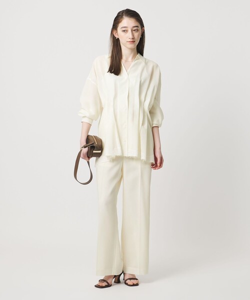 UNITED ARROWS(ユナイテッドアローズ)の「レース コンビ ストレートパンツ(スラックス・レディース・ネイビー/オフホワイト・36/38)」の9枚目の写真