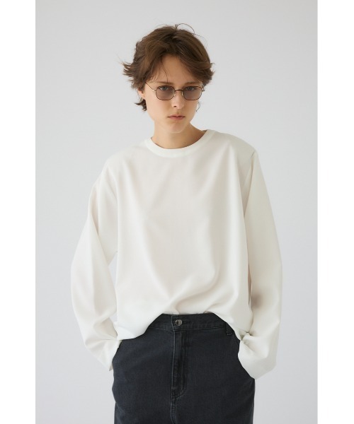 RIM.ARK（リムアーク）の「Oversize woven L/S T-SH オーバーサイズ ウーブン ロングスリーブ ティーシャツ（Tシャツ/カットソー・レディース・チャコールグレー/ブラウン/ホワイト/ブラック・FREE）」の2枚目の写真