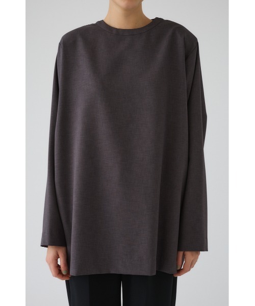 RIM.ARK（リムアーク）の「Oversize woven L/S T-SH オーバーサイズ ウーブン ロングスリーブ ティーシャツ（Tシャツ/カットソー・レディース・チャコールグレー/ブラウン/ホワイト/ブラック・FREE）」の10枚目の写真