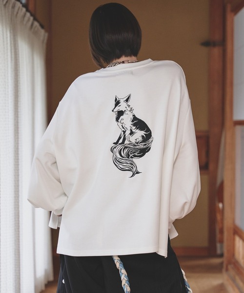 狐独(コドク)の「狐刺繍ビックボリュームロンT(Tシャツ/カットソー・メンズ・ブラック/オフホワイト・LARGE/MEDIUM)」の1枚目の写真